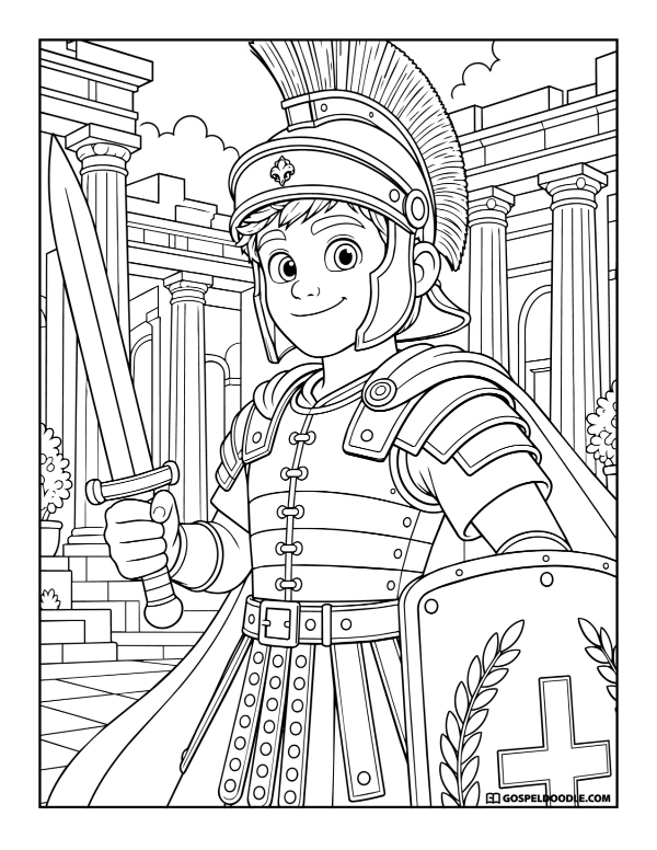 Dressed in the Armor of God Coloring Page