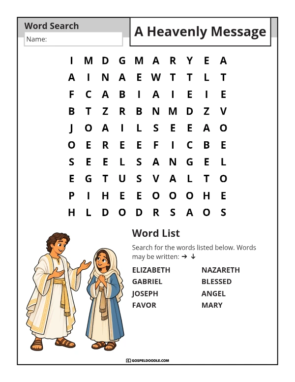 A Heavenly Message Word Search