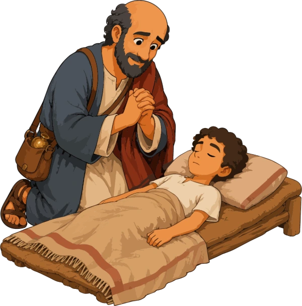 Elisha Prays for the Shunammite Woman's Son Clipart