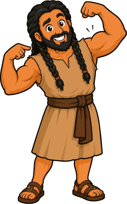 God Makes Samson Strong Clipart