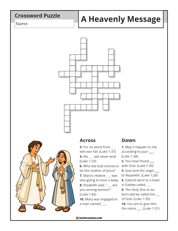 A Heavenly Message Crossword Puzzle