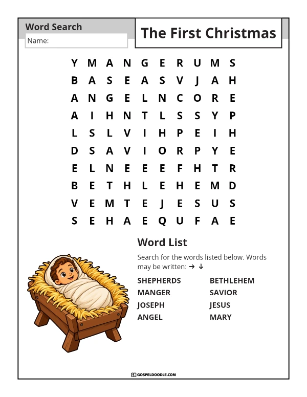The First Christmas Word Search