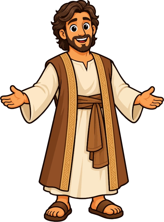 Joseph Smiling with Arms Open Clipart