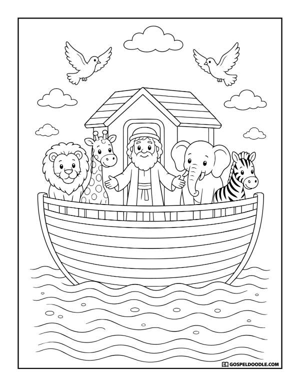 Safe on the Ark Coloring Page