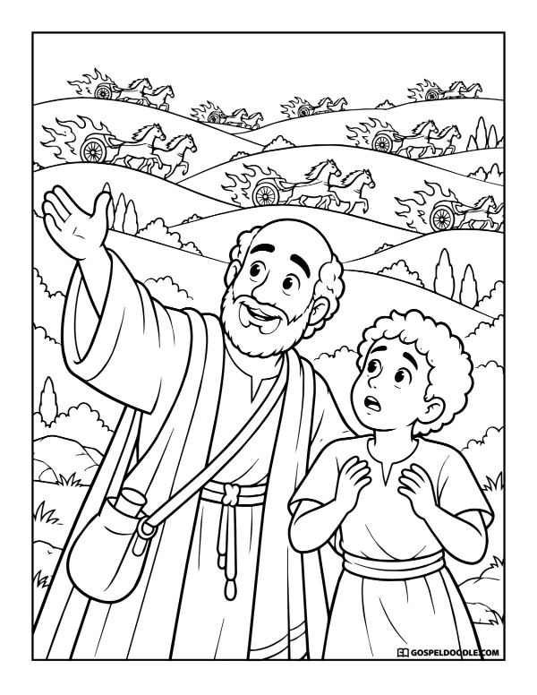 Elisha's Servant Sees the Lord's Army Coloring Page