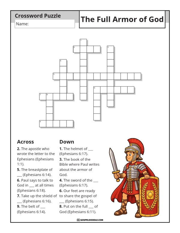 The Full Armor of God Crossword Puzzle