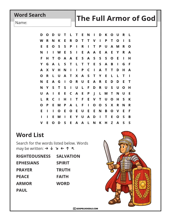 Find the Armor of God Word Search